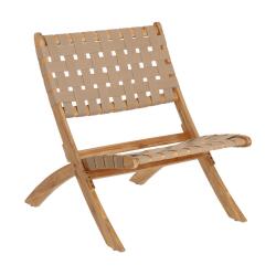 Chabeli acacia wood folding chair in acacia wood and beige cord FSC 100%