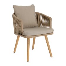 Chaise Hemilce - corde beige - pieds en bois d'acacia massif