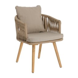 Hemlice chair in beige rope with solid 100% FSC acacia legs