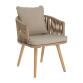 Silla Hemilce de cuerda beige y patas de madera maciza de acacia FSC 100%