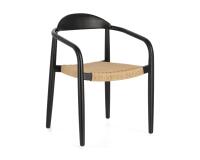 Silla Nina de madera maciza de acacia acabado negro y cuerda de papel