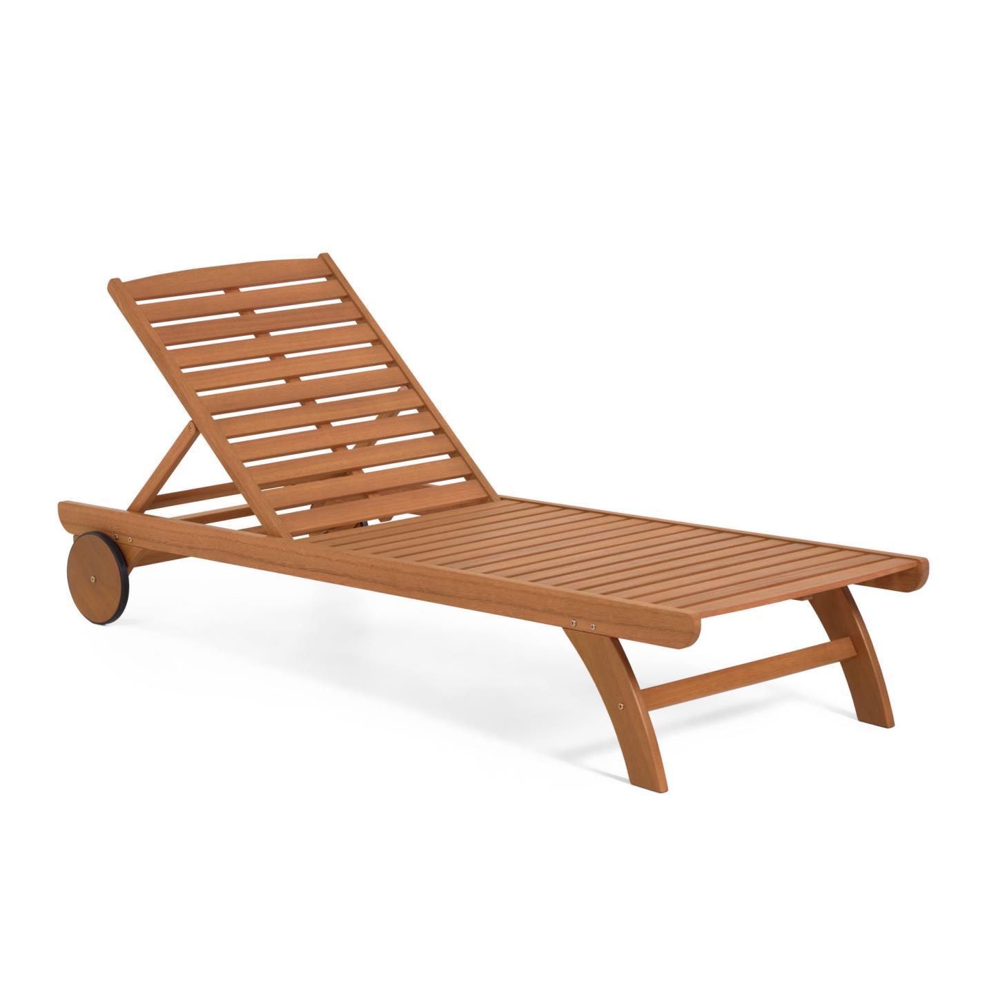 Beila solid eucalyptus wood outdoor sun lounger, 100% FSC