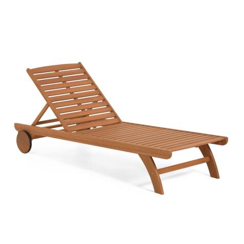 Beila solid eucalyptus wood outdoor sun lounger, 100% FSC