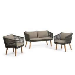 Inti 2 seater sofa with 2 green cord armchairs, 100% FSC