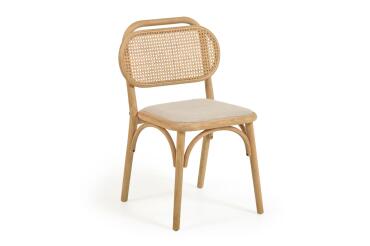 Doriane solid oak chair with natural finish and upholstered seat