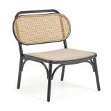 Doriane solid elm easy chair with black lacquer finish and upholstered seat