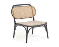 Sillón Doriane madera maciza olmo acabado lacado negro y asiento de tela
