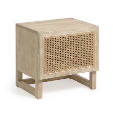 Table de chevet Rexit bois massif et contreplaqué de Mindy avec rotin 50 x 48 cm