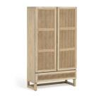 Armario Rexit madera maciza y chapa mindi con ratán 90 x 160 cm