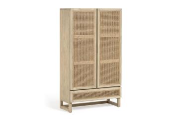 Armario Rexit madera maciza y chapa mindi con ratán 90 x 160 cm