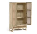 Armario Rexit madera maciza y chapa mindi con ratán 90 x 160 cm