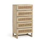 DE_Commode Rexit 5 tiroirs bois massif et contreplaqué de mindi avec rotin 60 x 113 cm