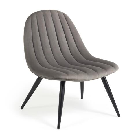 Marlene grey velvet chair with steel legs with black finish