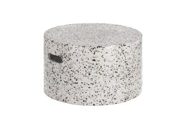 Table basse d'extérieur Jenell - structure terrazzo Ø 52 cm blanc/noir