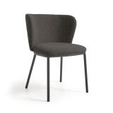 Ciselia chair with black shearling and black metal