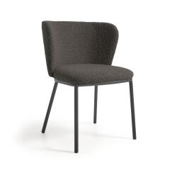 Silla Ciselia de borreguito negro y acero negro
