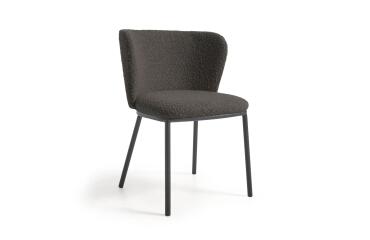 Silla Ciselia de borreguito negro y acero negro