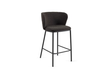 Ciselia stool with black shearling and black metal, height 65 cm