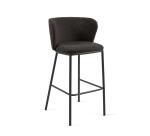 Tabouret Ciselia en laine bouclée noire et métal noir hauteur 75 cm