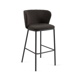 Ciselia stool with black shearling and black metal, height 75 cm