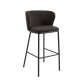 Tabouret Ciselia en laine bouclée noire et métal noir hauteur 75 cm