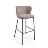 Tabouret Ciselia tissus chenille et pied acier H.75 cm