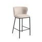 DE_Tabouret Ciselia en chenille beige et pieds en acier peint noir hauteur 65 cm