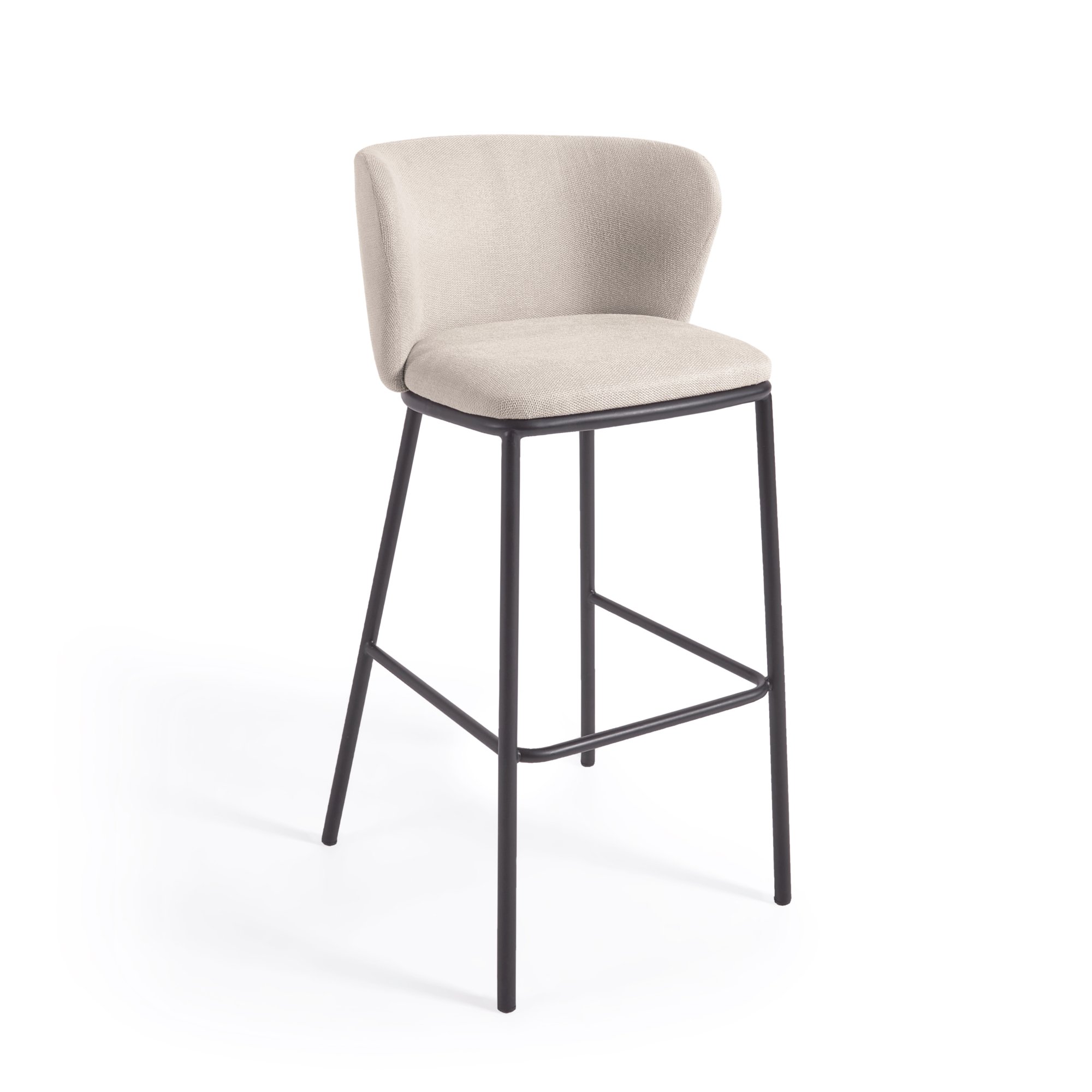 Tabouret Ciselia tissus chenille et pied acier H.75 cm