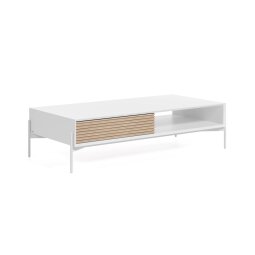 DE_Table basse Marielle en contreplaqué de frêne et laqué blanc 124 x 70 cm