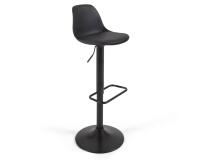 Taburete Orlando - T de piel sintética negro y acero negro mate 60-82 cm