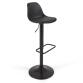 Orlando-T barstool - black synthetic leather and matt black steel 60-82 cm