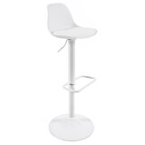 Orlando-T barstool white synthetic leather and matt white steel 60-82 cm