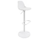Taburete Orlando - T de piel sintética blanco y acero blanco mate 60-82 cm