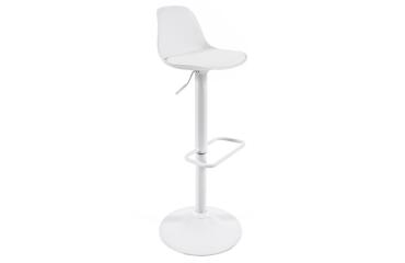 Taburete Orlando - T de piel sintética blanco y acero blanco mate 60-82 cm
