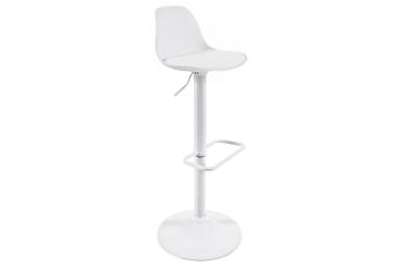 Orlando-T barstool white synthetic leather and matt white steel 60-82 cm