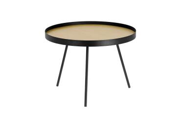 DE_Table d’appoint Nenet en MDF effet chêne et structure en acier noir Ø 60 cm