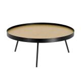 DE_Table basse Nenet en MDF effet chêne et structure en acier noir Ø 84 cm