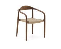 Silla Nina de madera maciza de acacia acabado nogal y cuerda beige