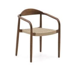 Nina chair in solid acacia wood with walnut finish and beige rope seat