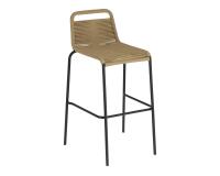 DE_Tabouret Lambton en corde marron et acier finition noire hauteur 74 cm