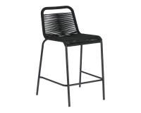 Taburete Lambton de cuerda y acero con acabado negro altura 62 cm