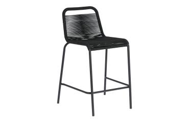Taburete Lambton de cuerda y acero con acabado negro altura 62 cm