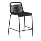 Tabouret Lambton - corde - pieds en acier H 62 cm