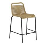 Tabouret Lambton - corde - pieds en acier H 62 cm