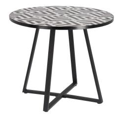 Mesa redonda Tella cerámico blanco y negro patas acero acabado negro Ø 90 cm