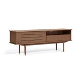 Mueble TV Carolin 1 puerta y 1 cajón de chapa de nogal 180 x 63,5 cm