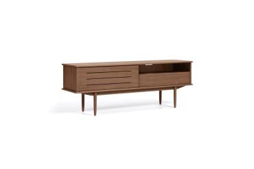 Carolin walnut wood veneer single door & drawer TV stand, 180 x 63.5 cm