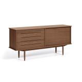 Carolin walnotenhouten fineer dressoir met 2 deuren en 1 lade, 180 x 83,8 cm