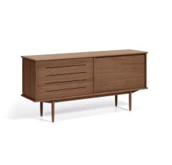 Aparador Carolin 2 puertas y 1 cajón de chapa de nogal 180 x 83,8 cm