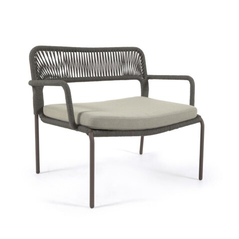 Cailin armchair in green cord with galvanised steel legs painted dark green